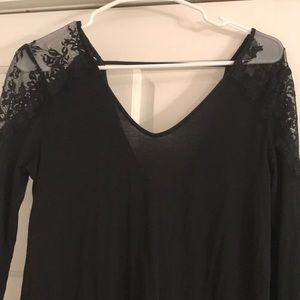 Black Long Sleeve With Flowers On Shoulder